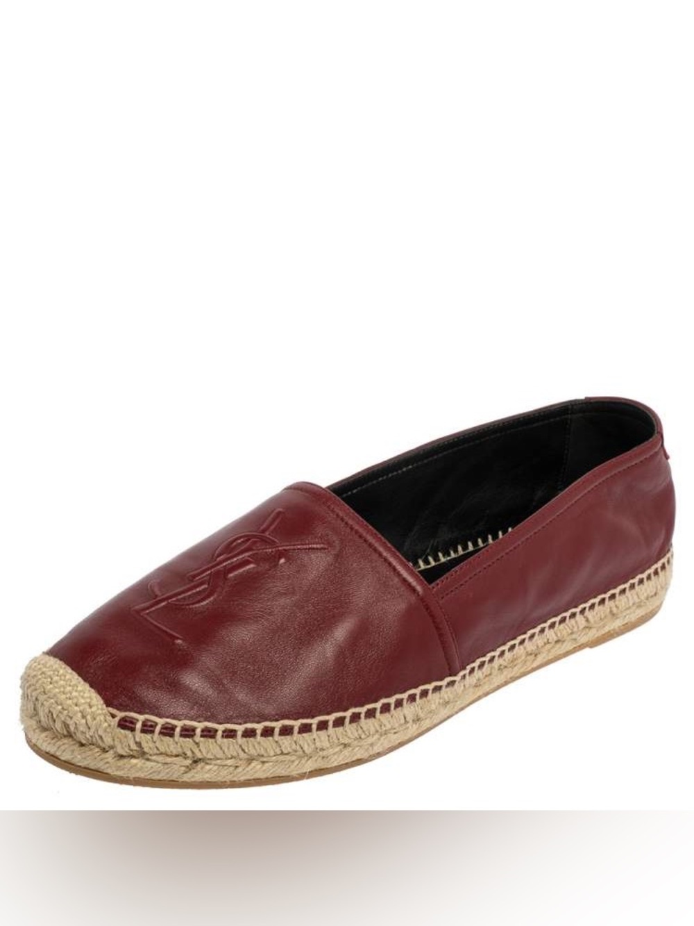 Authentic Saint Laurent Maroon Leather Espadrille Flats size 38